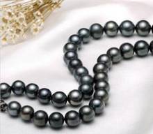 Fashion jewelry   noble jewelry Freshwater stunning AAA10-11mm round black pearl necklace 14k 2024 - buy cheap