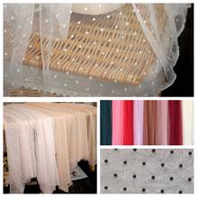 Caramel White Elastic Lace Mesh Dot Jacquard Fabric Tulle Fabric For Dress And Mosquito Net Patchwork Needlework DIY Material 2024 - buy cheap