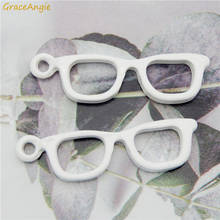4 Uds. De esmaltes en forma de gafas, dijes de joyería, marco de aleación blanca de esmalte, pendientes, collar, pulsera DIY, paquete de accesorios DIY 2024 - compra barato