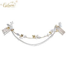 Forehead Chain Headpiece Ceramic Hair Comb Wedding Accessories Women Ornaments Bridal Headband Hair Jewelry 2024 - buy cheap