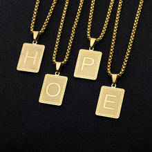 Initial Letter Pendant Necklace M Q L Charm Gold Capital Stainless Steel Square Men Necklaces for Women Alphabet Choker Jewelry 2024 - buy cheap