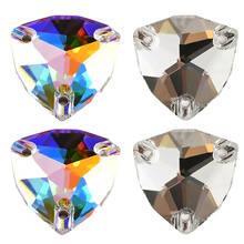 Best Quality Fat Tri-angle Crystal Glass Sew On Rhinestones Strass Diamond Crystal AB Sewing Rhinestone Wedding Dress B3586 2024 - buy cheap
