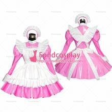 Vestido de empregada sexy sissy, vestido de pvc rosa com tampa, uniforme cosplay personalizado [gcio] 2024 - compre barato