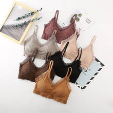 Lencería Sexy de encaje para mujer, Bralette elástico de recolección, top corto de realce, sujetador salvaje, Top de tubo, ropa interior sin aros 2024 - compra barato