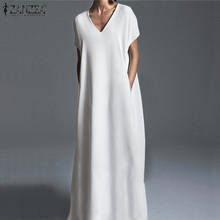 Elegant Summer Maxi Dress Women's Beach Sundress ZANZEA 2021 Casual V Neck Long Vestidos Female Short Sleeve Robe   2024 - buy cheap