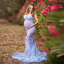 Vestidos de maternidad de encaje sexys para fotografía, vestido largo y elegante para el embarazo, maxivestido sin hombros para sesiones fotográficas de mujeres embarazadas 2024 - compra barato