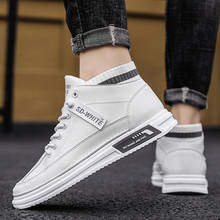 2021 New Men Casual Shoes Leather Shoes High Top Lace-up Seaners Retro Style White Black Mans Shoes Flat Leisure Footwear 2024 - buy cheap