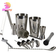 DEOUNY Professional Bartender Kit 13PCS Bar Accessories Set With Cocktail Shaker Bottle Strainer Jigger Straws Christmas Gift 2024 - buy cheap