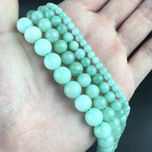 Jades de Calcedonia verde menta Natural, cuentas sueltas para la fabricación de joyas, pulsera de cuentas redondas de Angelita DIY, 15 ''4 6 8 10 12mm 2024 - compra barato