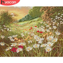 HUACAN Embroidery Flower Sets White Canvas Home Decoration Cross Stitch Landscape Kits Needlework 11CT 14CT DIY Gift 2024 - buy cheap