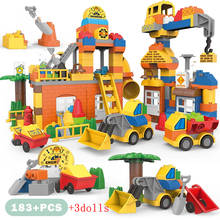 Excavadora de construcción de ciudad para niños, vehículos de rescate, bomberos, figuras de gran tamaño, bloques de construcción, juguetes educativos, regalos 2024 - compra barato