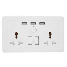 UK standrad Universal wall socket 2AC outlet 3USB charging ports with switch Smart Socket Panel white 2024 - buy cheap