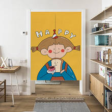 Cortina de puerta japonesa de dibujos animados para niña, tela de lino personalizada, partición decorativa para el hogar, dormitorio y cocina 2024 - compra barato
