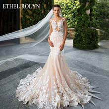 Etheel ROLYN-vestido de novia de sirena, prenda Sexy con espalda descubierta, con flores en 3D, apliques de ilusión, vestidos de novia 2021 2024 - compra barato