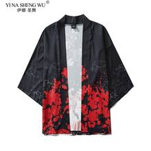 Moletom japonês para homens e mulheres, trajes de verão, estampa japonesa yukata, camisa solta, cardigã samurai, japonês, tradicional 2024 - compre barato