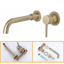 Luxury Brushed Gold Tap Wall Mounted Bathroom Basin Sink Faucet Solid Brass Hot and Cold Mixer Golden Bathtub Faucet 2024 - buy cheap
