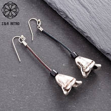 Vintage Women's Silver Color Plant Earrings Hook Pendientes Flower Goth Jewelry Female Suspension Ear Gift For Friend 2022 Goth 2024 - buy cheap