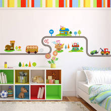 Running The Cars Wall Sticker Child Gift Cartoon Decal Self-adhesive Waterproof DIY Mural Kids Room Nursery Decoration Wallpaper 2024 - buy cheap