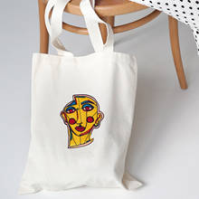 Абстрактная Холщовая Сумка-тоут, большая вместительность, веселая модная Художественная печать, сумки на плечо для девочек Harajuku Ulzzang, женская сумка для покупок 2024 - купить недорого