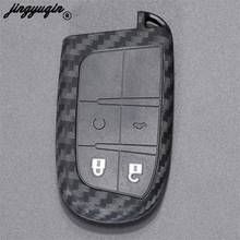 jingyuqin Silicone Carbon Car Key Case Cover for Fiat Jeep Renegade Grand Cherokee Dodge Ram 1500 Journey Challenger Chrysler 2024 - buy cheap