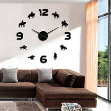 Reloj de pared de carreras de caballos, decoración de pared con efecto espejo sin marco, regalo para Jockey 2024 - compra barato