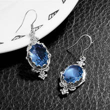 Fashion Personality Hanging Dangle Earrings Inlaid Blue Stone Teardrop Earrings For Women Charm Party Statement Earrings 2024 - buy cheap