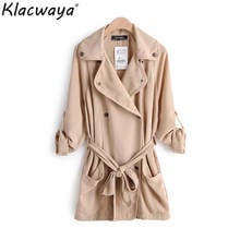 Elegant women vintage long coats 2019 autumn ladies fashion khaki jackets female anorak coat feminine girls black jacket chic 2024 - buy cheap