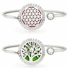 Tree of life 25mm Bling Aromatherapy Bangle 316L Stainless Steel essential oil diffuser perfume locket bracelet Jewelry 2024 - buy cheap