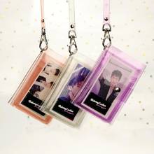 Casual Transparent ID Card Holder PVC Folding Short Wallet Fashion Women Girl Glitter Business Cards Case Purse with Lanyard Sum 2024 - buy cheap