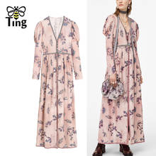 Tingfly 2021 Summer Fashion Behemian Floral Pink Maxi Long Dress Single Breasted Beach Street Casual Longa Vestidos Plus Size Za 2024 - buy cheap