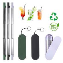 Portable Drinking Reusable Metal Straws Stainless Steel With Storage Case Rope Bar Beer Party Kitchen Eco Friendly Accessories 2024 - купить недорого