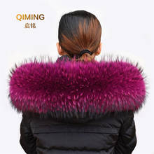 Women Winter Coat Female Warm Shawl Thick Raccoon Fur Collar Scarves Neck Warmer 100% Natural Fur Collar Real Fur Scarf luxury 2024 - buy cheap