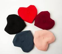 A big love hat New fashion women berets female winter wool beret heart shape beret solid color warm wool hats 2024 - buy cheap