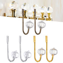 2pc Crystal Ball Metal Curtain Holdback Crystal Tie Backs Hook Hanger Wardrobe Coat Hat Hook Wall Mounted Home Curtain Organizer 2024 - buy cheap