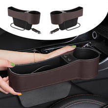 1 Pair Universal Brown Side Car Seat Slit Storage Box Organizer Pocket with 2 USB Ports Accessories 2024 - buy cheap