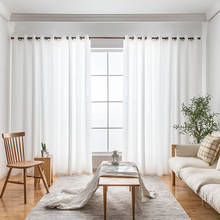 Cortinas modernas de tul grueso para cocina, sala de estar, dormitorio, tratamiento de ventana, acabado de gasa, color blanco sólido 2024 - compra barato