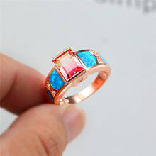 Кольцо женское обручальное с радужным кристаллом, под розовое золото, серебро 2024 - купить недорого
