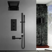 Juego de grifos termostáticos de latón negro para baño, válvula de mezcla termostática con cabezal de ducha impermeable 2024 - compra barato
