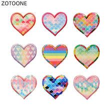 Zotoone remendo listras em ferro colorido coração para roupas jeans diy etiqueta para crianças costura em roupas adesivo aplique g 2024 - compre barato