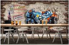 3d обои на заказ фото Любой Размер Фреска Ретро британская сломанная стена мотоцикл Декор 3d настенные фрески обои для гостиной 2024 - купить недорого