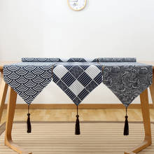 Retro Japanese Linen Cotton Table Runner Lattice Tea Table TV Cabinet Cover Tablecloth Table Flag Decoration Home Table Decor 2024 - buy cheap