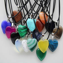 1pcs/lot 20mm Natural Stone Heart Pendant Quartz Crystal Agates Blue Sand Aventurine for Jewelry Making Necklace Accessories 2024 - buy cheap