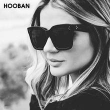 Мужские и женские классические квадратные солнцезащитные очки HOOBAN, черные очки в стиле ретро с заклепками для вождения 2024 - купить недорого