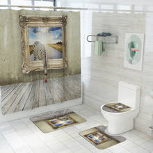 3D Animal Printing Waterproof Shower Curtain Non Slip Bath Mat Bathroom Toilet Floor Rugs Absorbent Bathroom Carpet Toilet Mat 2024 - buy cheap