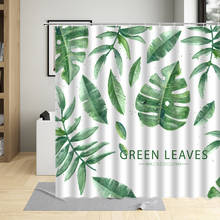 Primavera tropical planta folha verde cortina de chuveiro pintados à mão arte decoração pano banheiro banho tecido à prova dwaterproof água com gancho poliéster 2024 - compre barato