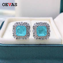OEVAS 100% 925 стерлингового серебра, блестящая высокоуглеродистой Diamond все круглыми стразами серьги-гвоздики для женщин, хорошее ювелирное изделие, подарок 2024 - купить недорого