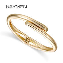 KAYMEN New Fashion Gold-palting Cuff Bracelet Polishing Good Statement Cuff Bangle Nail Bangle for Women Men Unisex Jewelry 3298 2024 - buy cheap