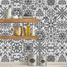 Pegatina de azulejos grises de estilo marroquí, autoadhesivo papel tapiz impermeable para muebles de baño, bricolaje, pegatina de azulejos árabes, H1121 2024 - compra barato