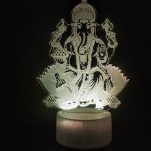Lámpara 3D de Ganesha alimentada por batería, cambio de Color con control remoto, regalo personalizado para niños, atmósfera, Usb, Led, lámpara de luz nocturna 2024 - compra barato