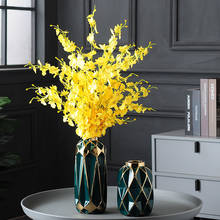 Florero de cerámica de geometría dorada, arreglo floral abstracto hidropónico, decoración moderna para el hogar, artesanías de cerámica 2024 - compra barato